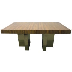 Milo Baughman Thayer Coggin Rosewood Brass Dining Table Mid-century 2 Leaves