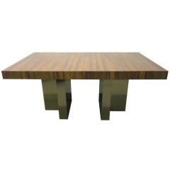 Retro Milo Baughman Thayer Coggin Rosewood Brass Dining Table Mid-century 2 Leaves