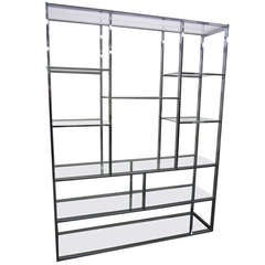 Milo Baughman Chrome Etagere Shelf Mid-century Wall Unit