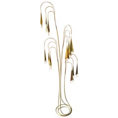 Maravillosa C Jere Latón Trompeta Enredadera Alta Escultura de suelo Cinética de mediados de siglo