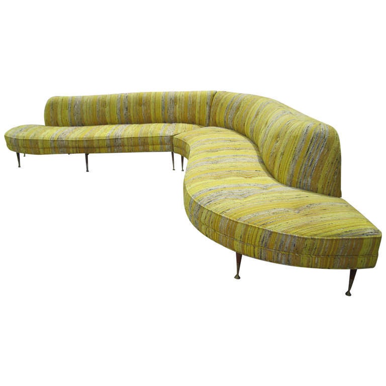 Amazing Vladimir Kagan style 2 Piece Serpentine Sofa Mid-century Modern
