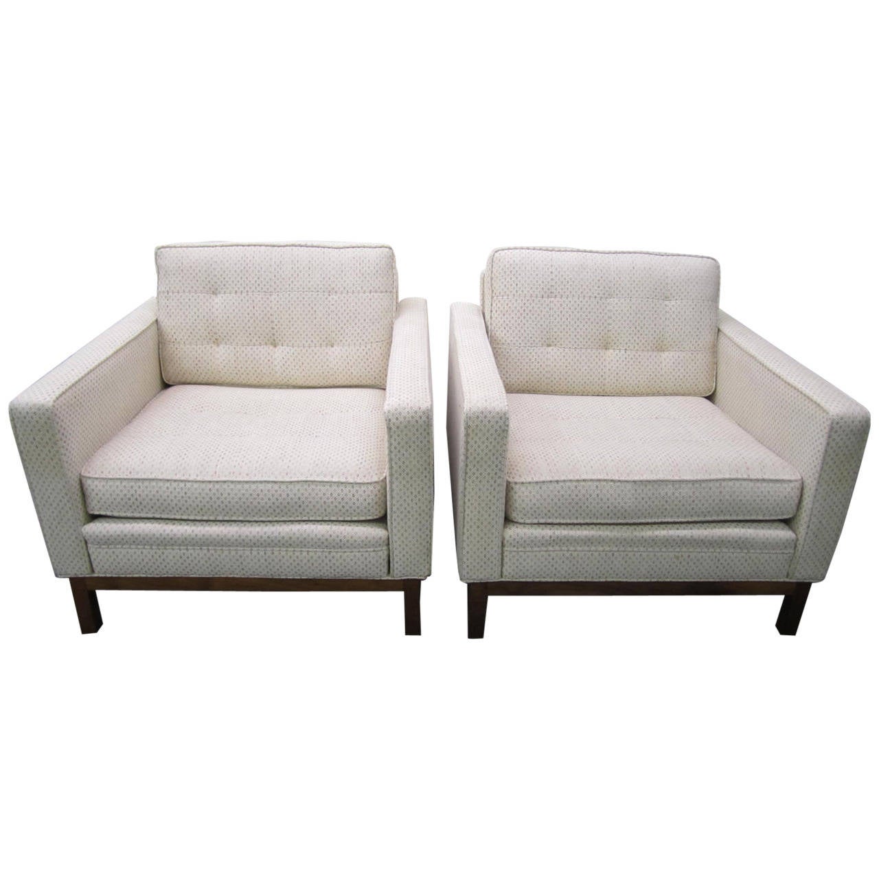 Handsome Pair of Harvey Probber Style Cube Arm Chairs Mid-Century Modern