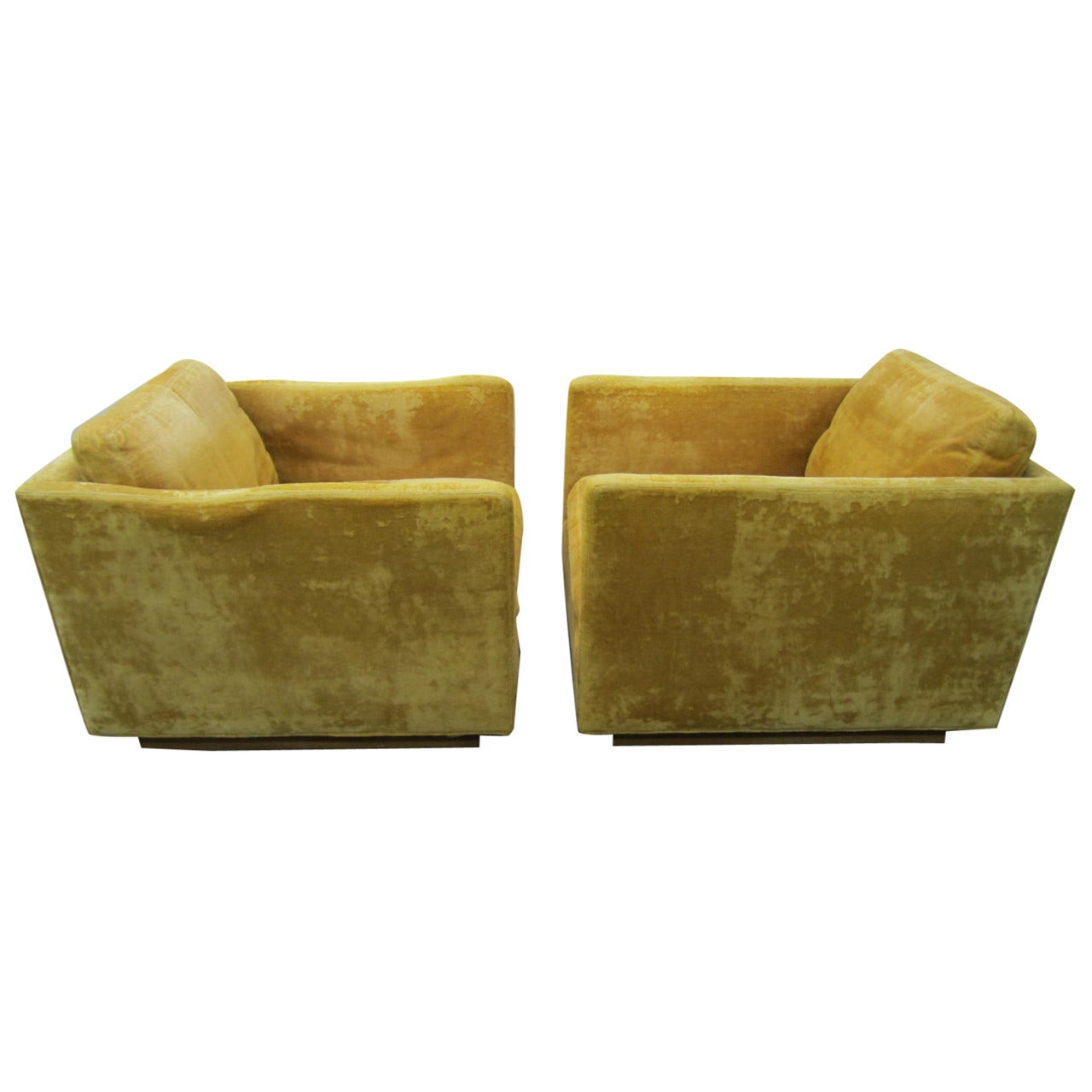 Fantastic Pair of Signed Milo Baughman Cube Lounge Chairs for James Inc.