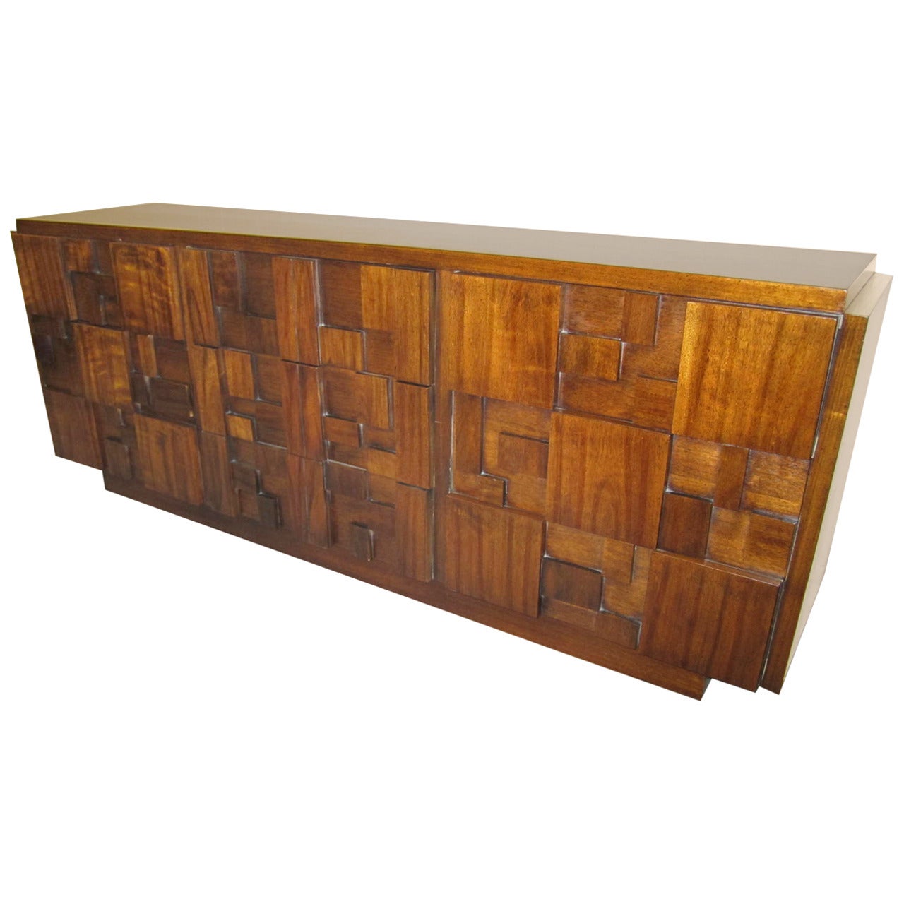 Paul Evans Inspired Brutalist Mosaic Credenza from Lane, Mid-Century Modern