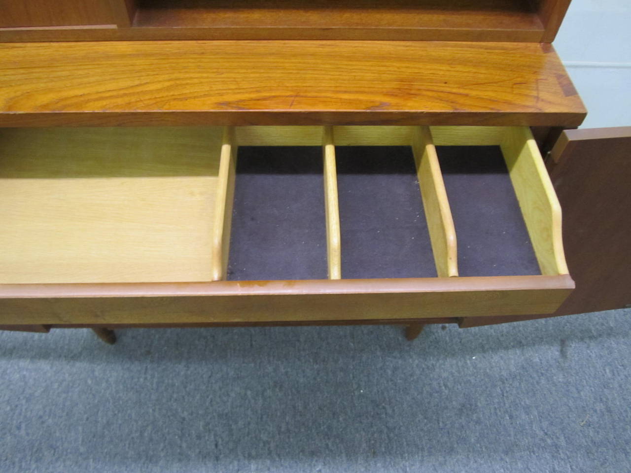 American Rare Lane Acclaim Cabinet Caned Hutch, Mid-Century Modern