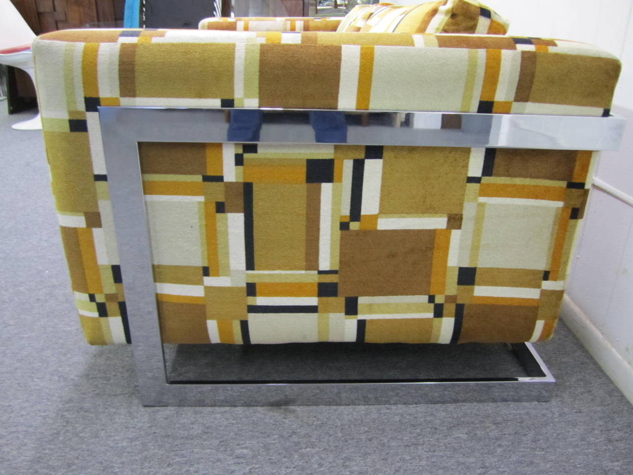 Fabulous Milo Baughman Chrome Cube Loveseat Mid-Century Modern In Good Condition In Pemberton, NJ