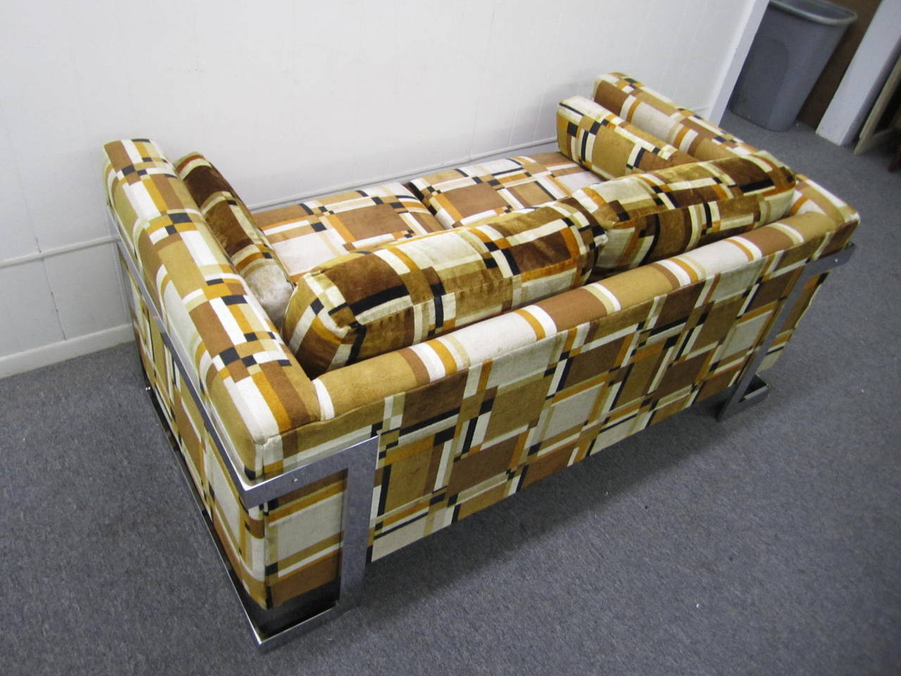 Fabulous Milo Baughman Chrome Cube Loveseat Mid-Century Modern 4