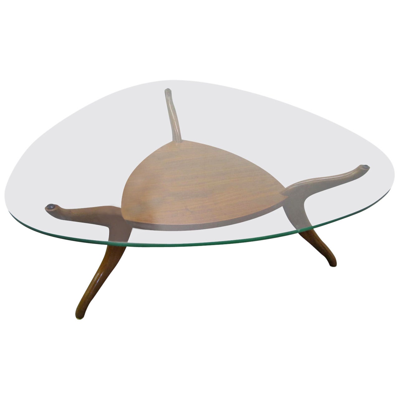 Sculptural Triangular Coffee Table, Mid-Century Modern