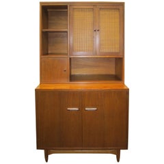 Rare Lane Acclaim Cabinet Caned Hutch, Mid-Century Modern