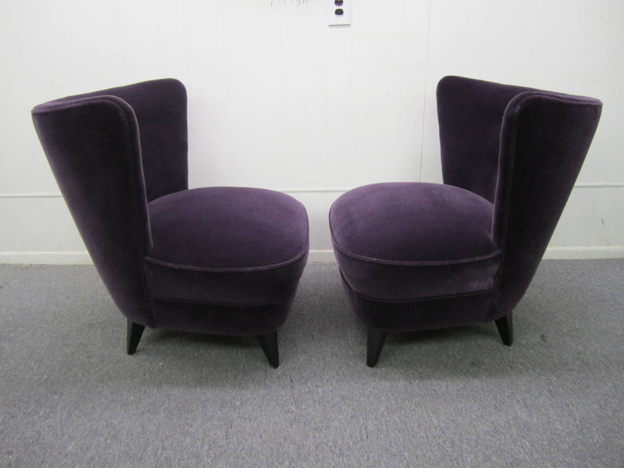 Hollywood Regency Stunning Pair of Gilbert Rohde 1940s Wingback Slipper Chairs, Mid-Century