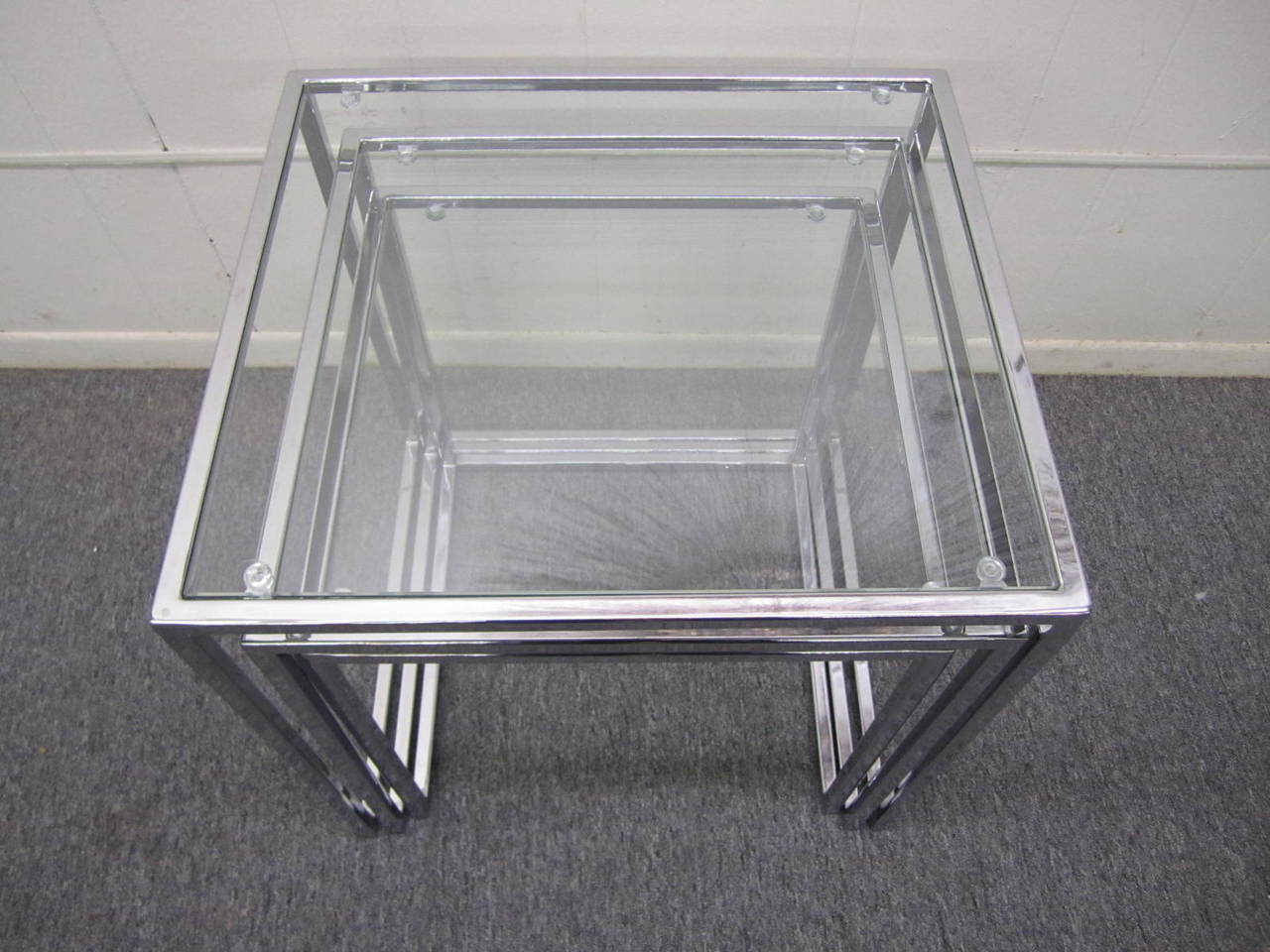 American Fantastic Set of Milo Baughman Chrome Nesting Tables Mid-Century Modern For Sale