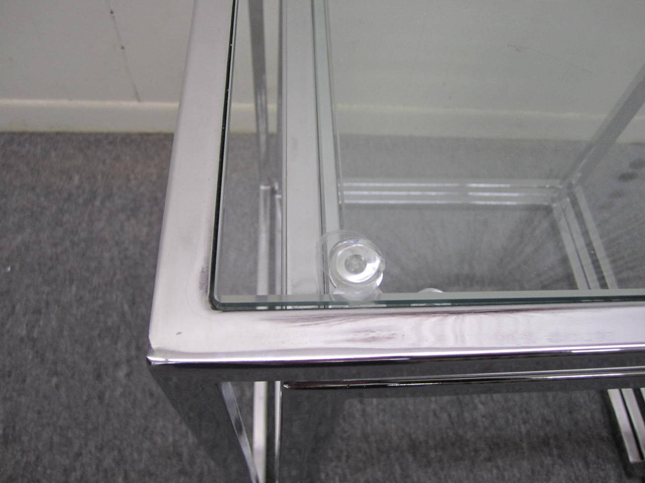Chrome Fantastique ensemble de tables gigognes chromées de Milo Baughman, mi-siècle moderne en vente
