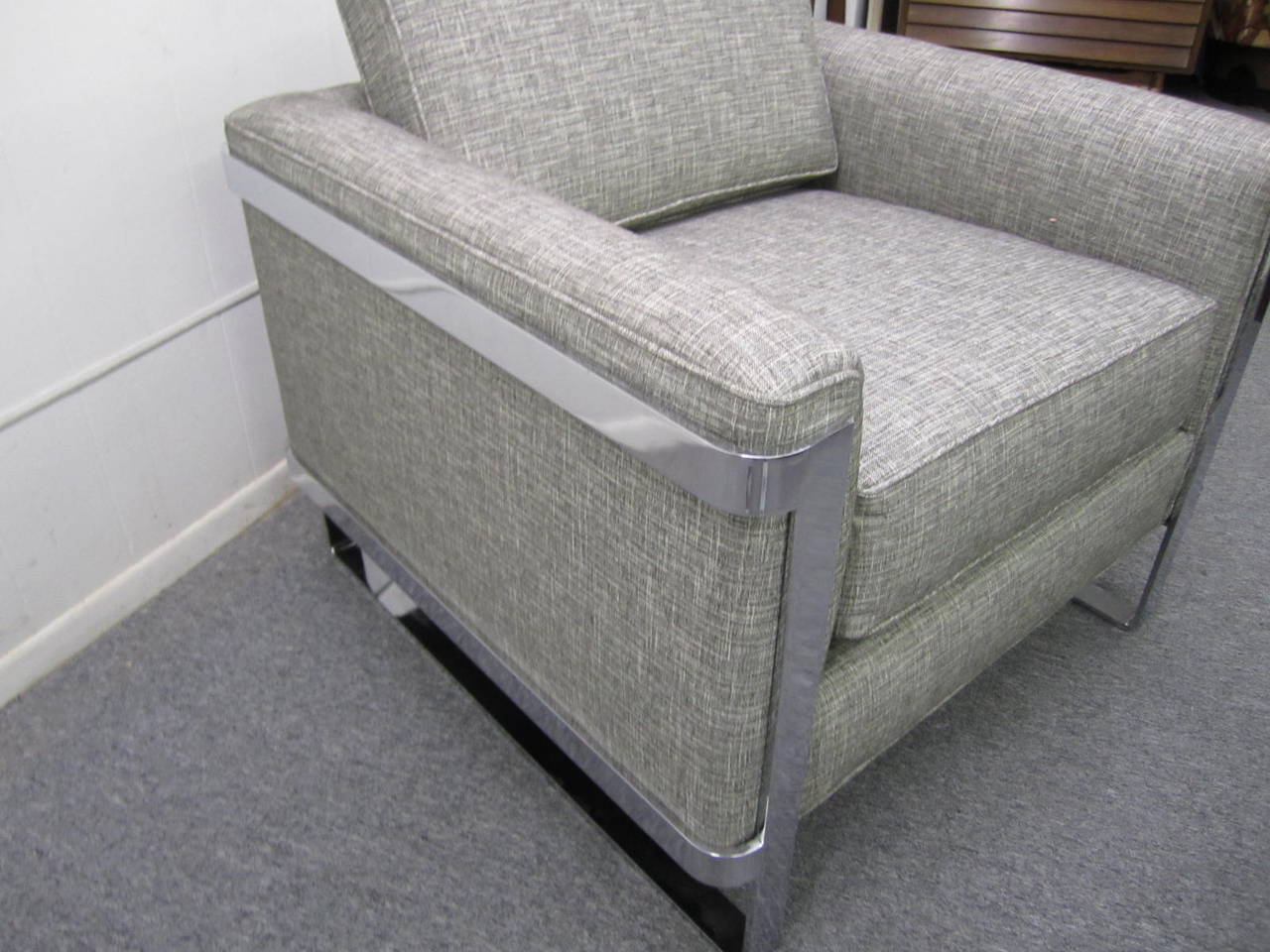 Fin du 20e siècle Excellent fauteuil de bar plat chromé, mi-siècle moderne en vente