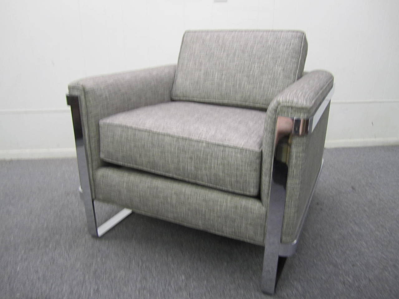 Flachbarer Loungesessel aus Chrom, Mid-Century Modern im Angebot 3