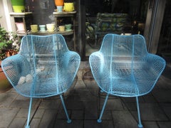 Pair Woodard Mesh Sculptra Patio Lounge Chairs Mid-century Modern