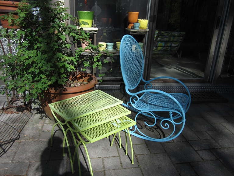 Awesome Salterini Style Mid-century Rocking Chair Patio For Sale 1