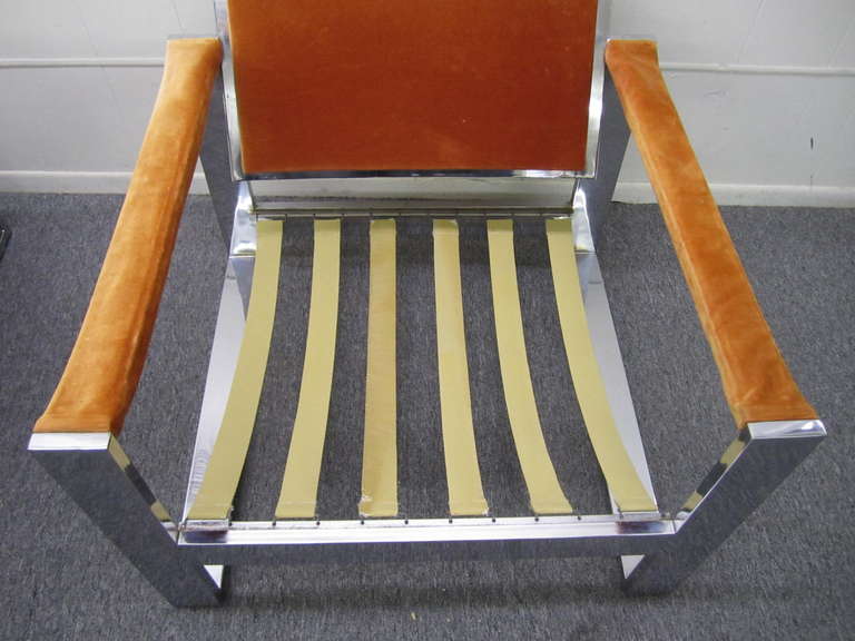 American Stunning Pair of Super Chunky Milo Baughman Chrome Lounge Chairs, Mid-Century