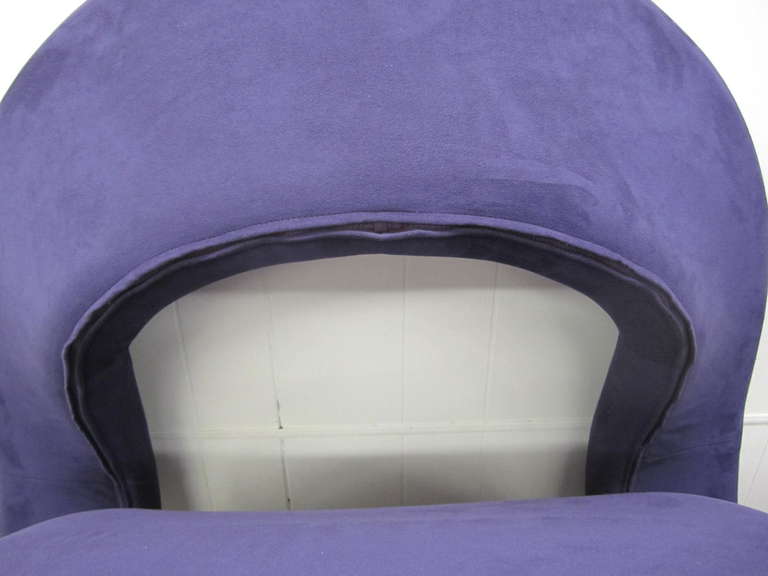 Unusual Pair of Purple Ultra Suede Ribbon Chairs, Mid-Century Modern 2