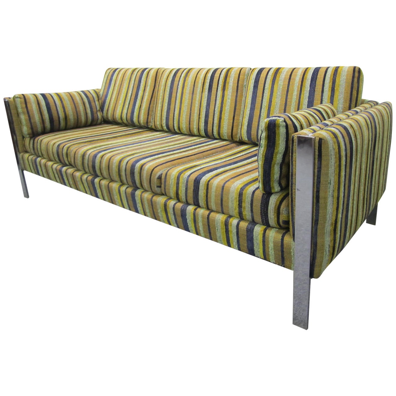 Excellent Milo Baughman Style Chrome Leg Sofa, Mid-Century Modern