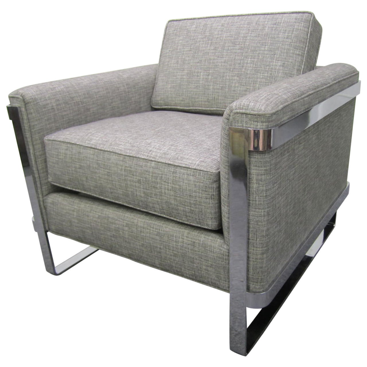 Excellent Chrome Flat Bar Lounge Chair, Mid-Century Modern For Sale