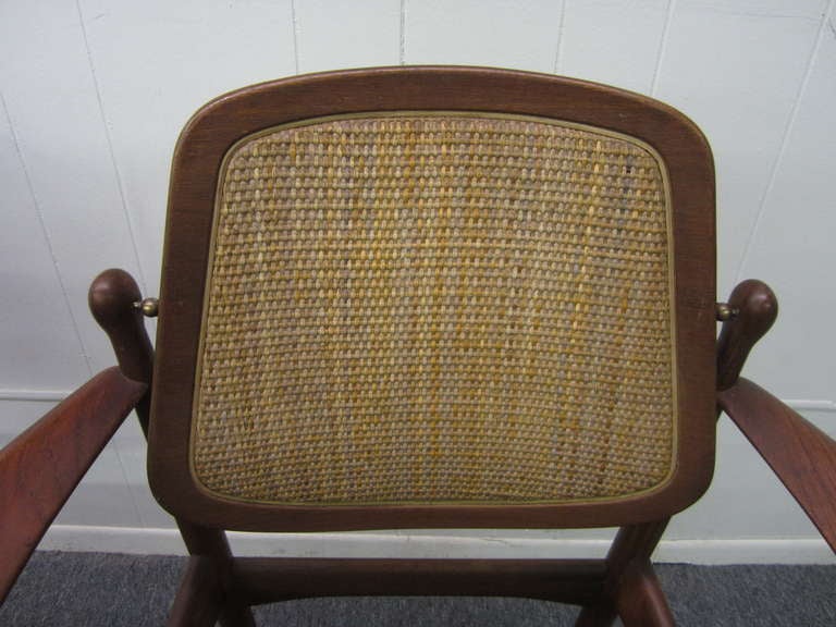 Pair of Arne Vodder Caned Back Arm Chairs Mid-Century Danish Modern In Good Condition In Pemberton, NJ