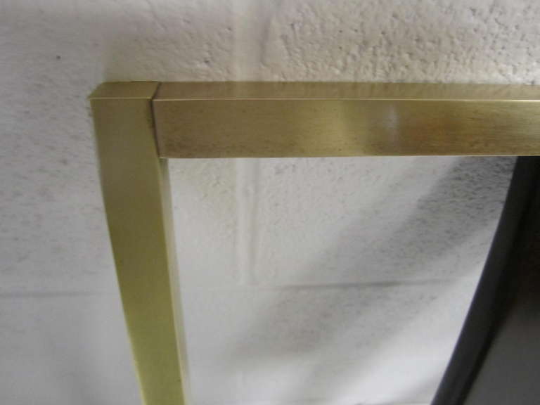 American Fabulous Harvey Probber Solid Brass and Wood King Size Headboard, Mid-Century