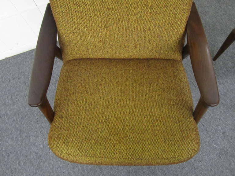 Scandinavian Modern Danish Modern Scoop Arm Walnut Lounge Chair with Adjustable Ottoman For Sale