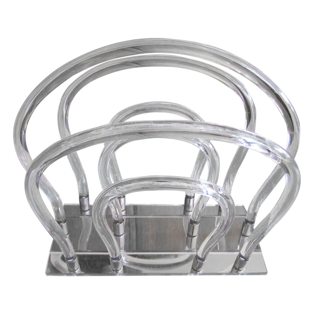 Dorothy Thorpe Lucite, Chrome and Mirror Magazine Rack For Sale