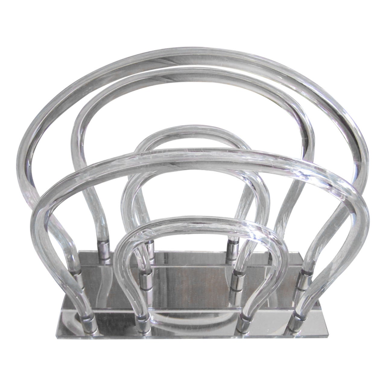 Dorothy Thorpe Lucite, Chrome and Mirror Magazine Rack