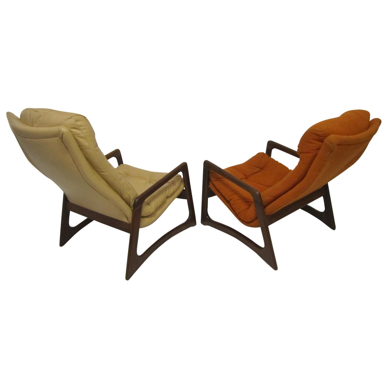 Sculptural Pair of Adrian Pearsall Walnut Lounge Chairs Mid-Century Modern For Sale