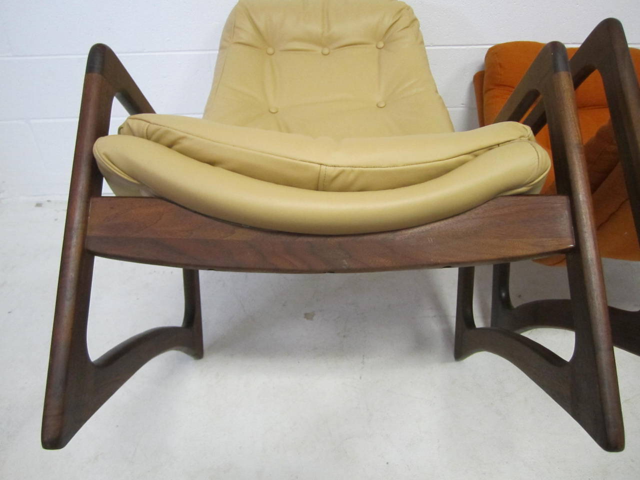 Upholstery Sculptural Pair of Adrian Pearsall Walnut Lounge Chairs Mid-Century Modern For Sale