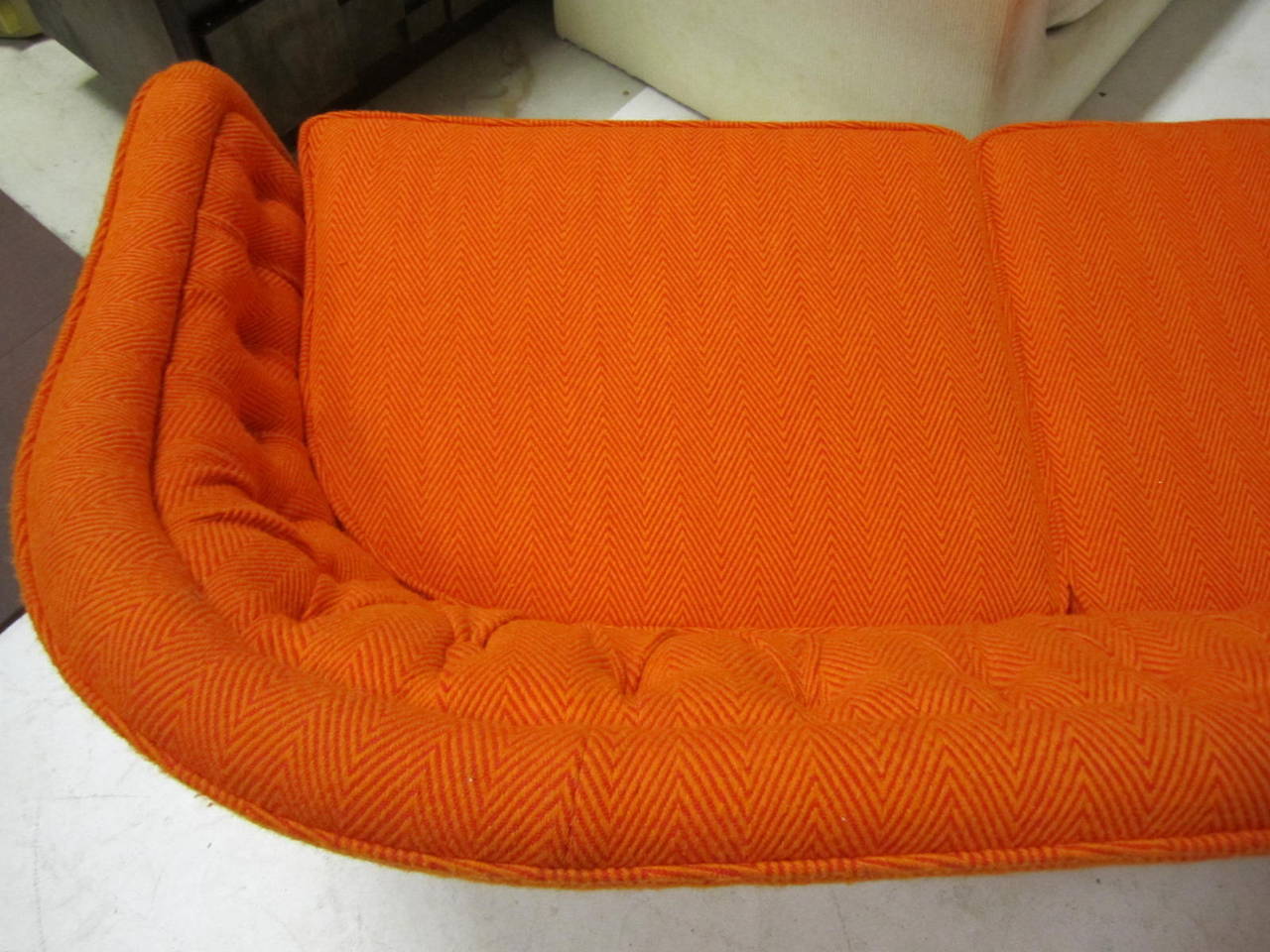 Aluminum Outrageous Chromcraft Double Pedestal Sofa, Mid-Century Modern