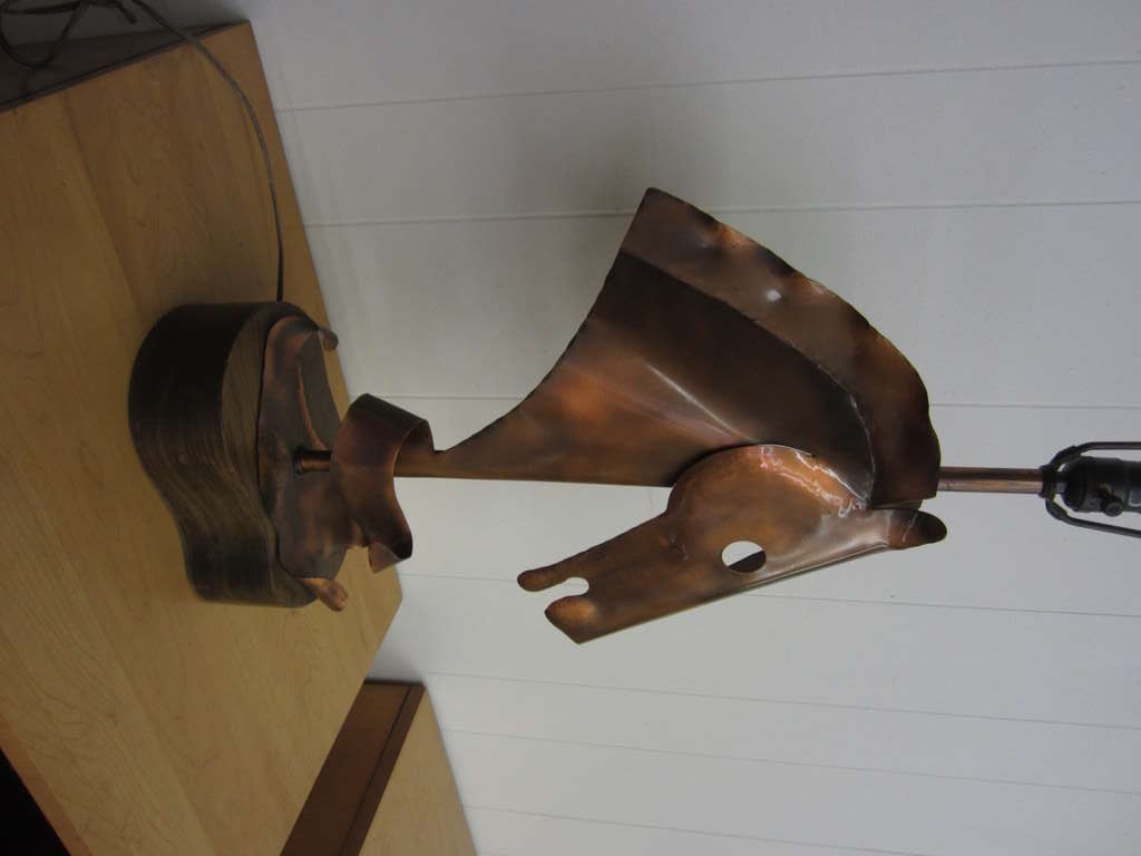 Awesome Copper Heifetz Horse Head Lamp Mid-century Danish Modern