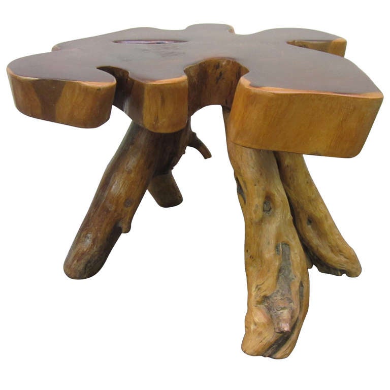 Redwood Tree Root Side Table In The Style Of Nakashima Mid Century Modern