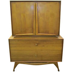 Wonderful Vladimir Kagan Style Sculptural Walnut Tall Dresser Mid-Century Modern 12