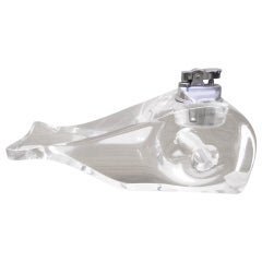 Whimsical Thick Lucite Whale Lighter Mid-Century Regency Modern