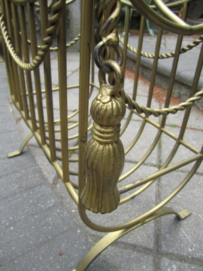 Fabulous Large Scale Gilded Tassle Magazine Rack Hollywood Regency Glam In Good Condition For Sale In Pemberton, NJ