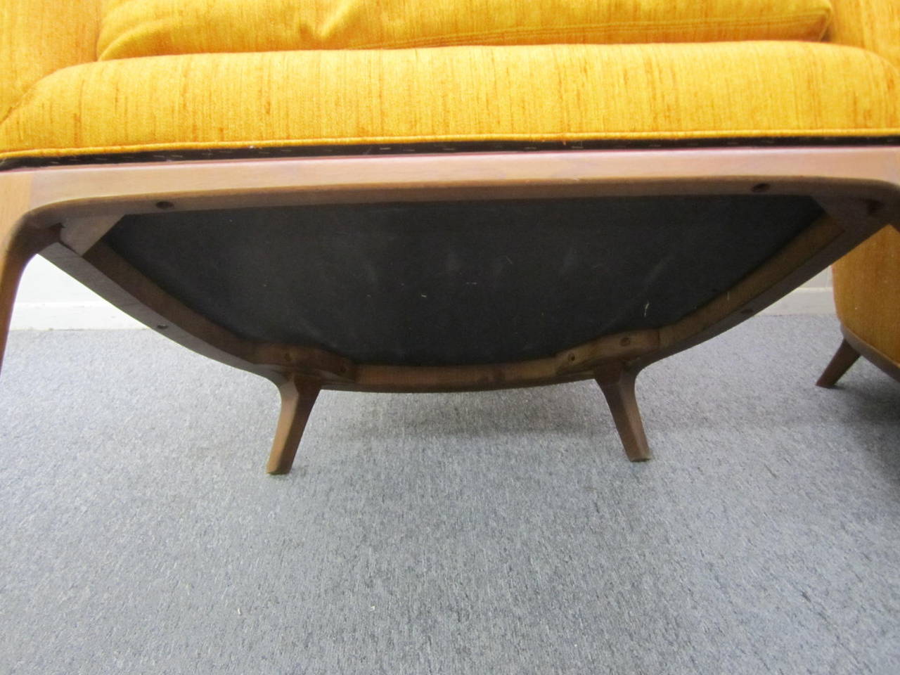Harvey Probber Style Barrel Back Walnut Lounge Chairs Mid-Century Modern 1