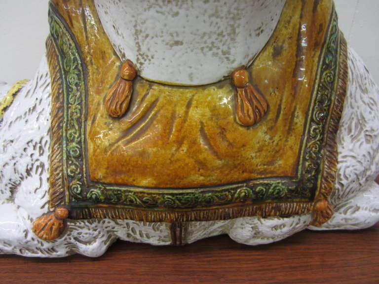 Mid-Century Modern Italian Terra Cotta Camel Garden Seat Regency Mid-century Modern