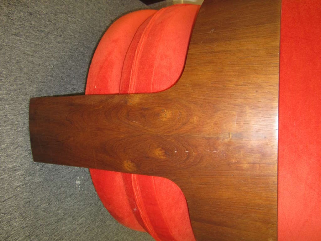 Pair of Milo Baughman Rosewood Barrel Back Chairs with Orange Mohair In Excellent Condition In Pemberton, NJ