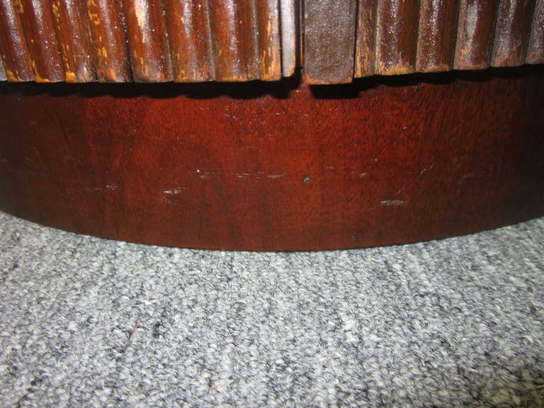 Lovely Lane Walnut Ribbed Drum Side Table with Doors Mid-Century Modern 1