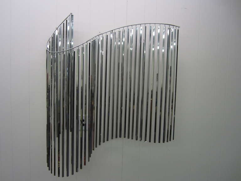 Amazing Signed C Jere Kinetic Wave Wall Sculpture Chrome Mid-Century 1
