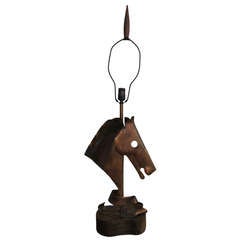 Awesome Copper Heifetz Horse Head Lamp Mid-century Danish Modern