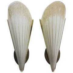 Amazing Pair Of 1950's Lightolier Murano And Brass Sconces Mid-century 9
