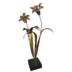 Large And Unusual Brutalist C Jere  Tiger Lily Table Sculture Mid-century