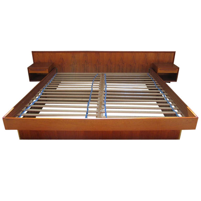 Stunning Danish Modern Teak Kingsize Platform Bed Night Stands At Stunning Danish Modern Teak Kingsize Platform Bed Night Stands For