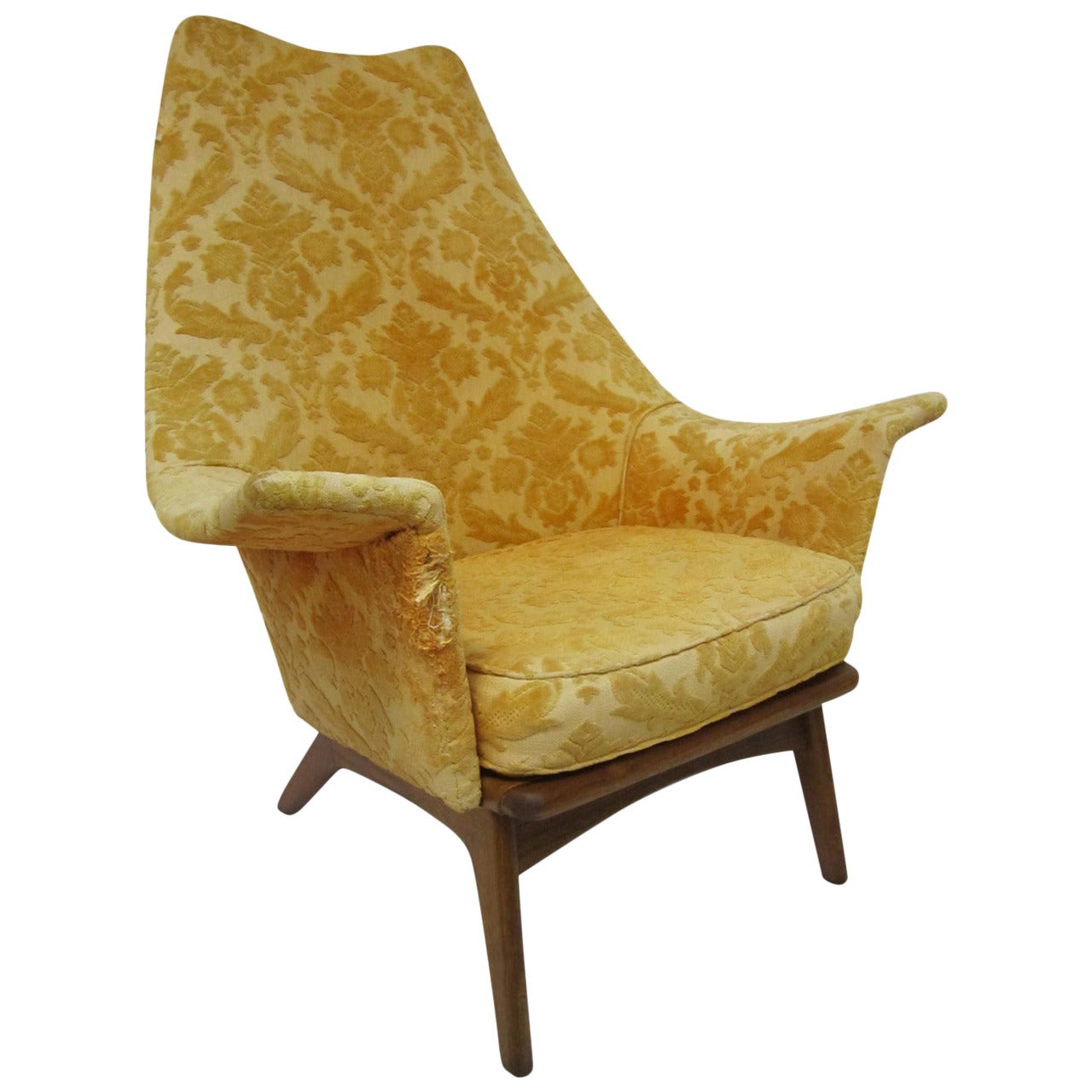 Fabulous Adrian Pearsall Wing Back Walnut Lounge Chair Mid-Century Modern For Sale