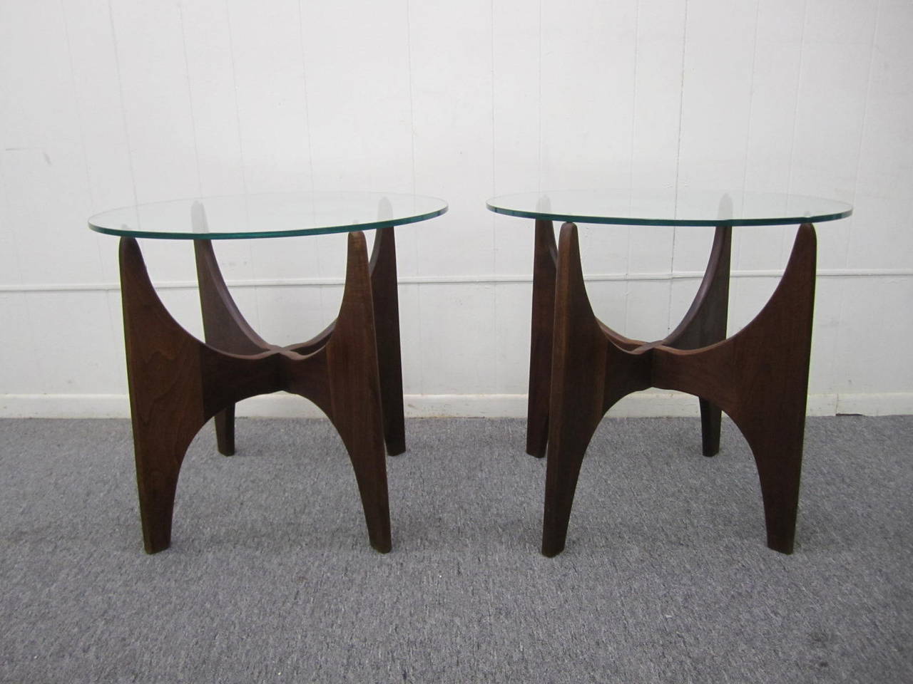 American Lovely Pair of Sculptural Walnut Adrian Pearsall End Tables Mid-Century Modern
