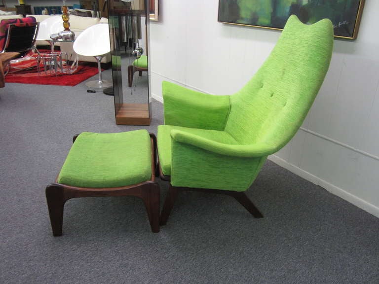 Mid-Century Modern Rare Wing Back Adrian Pearsall Chair and Ottoman Mid-Century Danish Modern