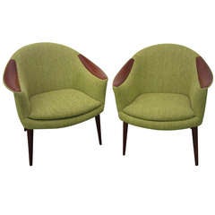 Outstanding Pair Danish Lounge Chairs in the style of Nanna Ditzel